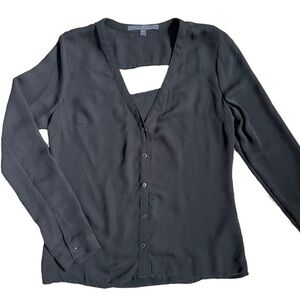 GUESS BLACK BUTTON DOWN LONG SLEEVE BLOUSE WITH CUTOUT SIZE SMALL